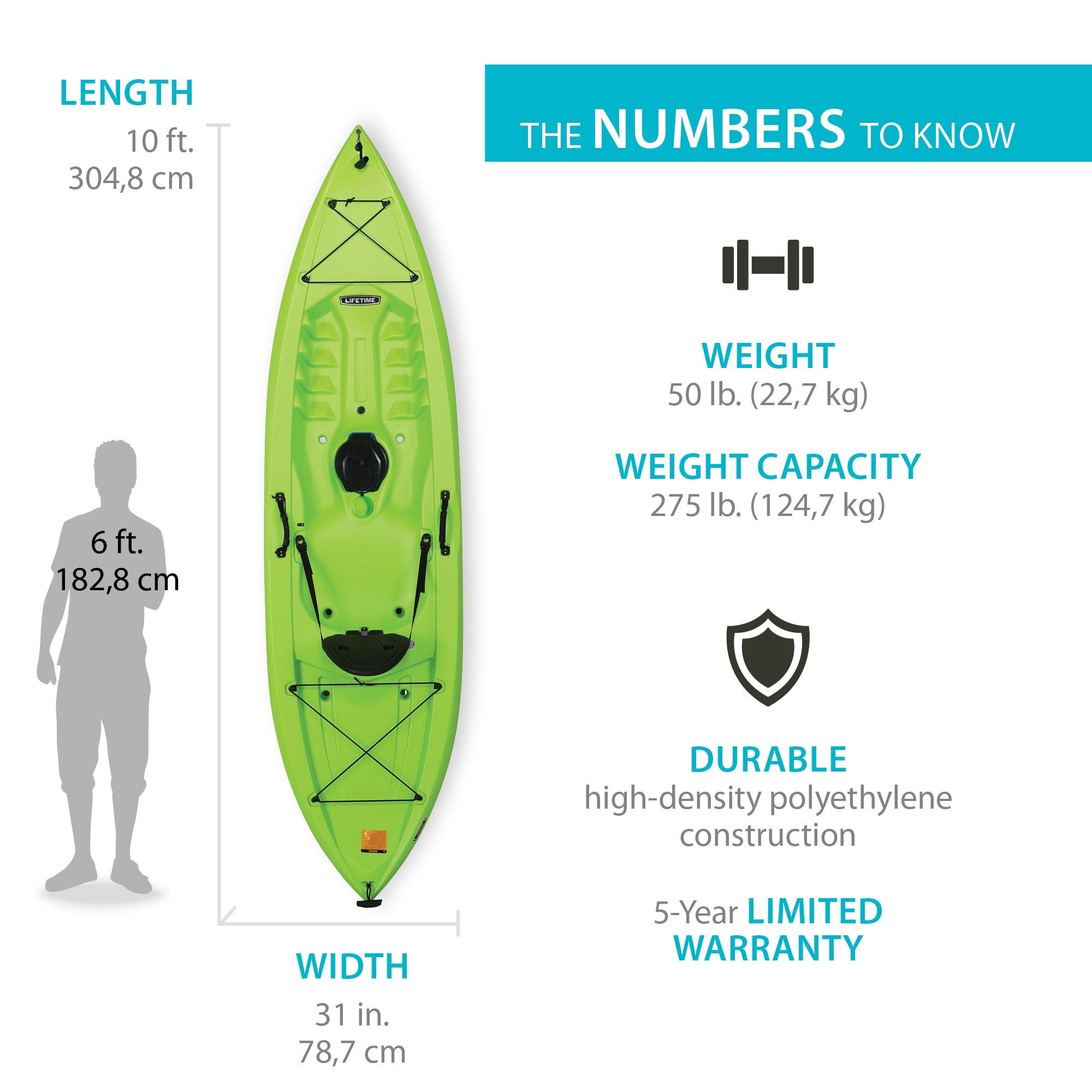 Lifetime Tahoma 10 ft Sit-On-Top Kayak with Paddle, Lime Green (90816)