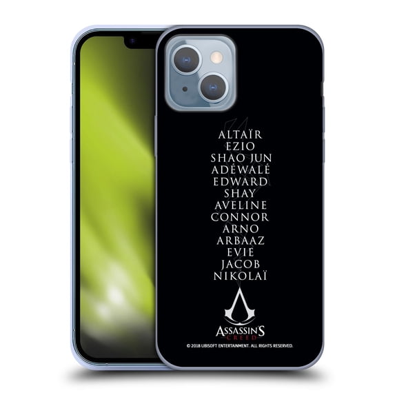 Head Case Designs Officially Licensed Assassin's Creed Legacy Typography Names Soft Gel Case Compatible with Apple iPhone 14