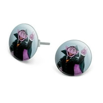 Sesame Street Vintage Count Von Count Novelty Silver Plated Stud Earrings
