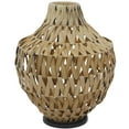 thumbnail image 6 of DecMode 17" Handmade Woven Brown Plastic Rattan Vase with Black Metal Base, 6 of 7