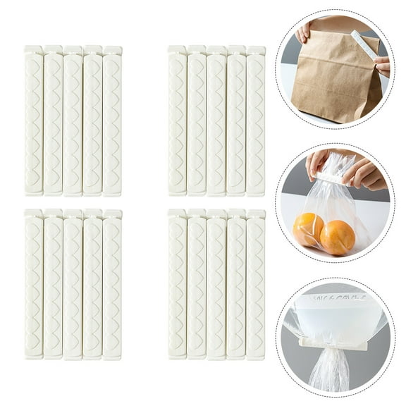 SASABAXI Snack Closure Clips 20Pcs White Food Bag Clips Keep Dustproof for Households