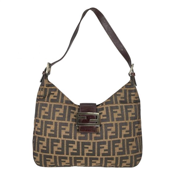 Pre-Owned FENDI Zucca Hobo Shoulder Bag, Canvas, Brown, Women's