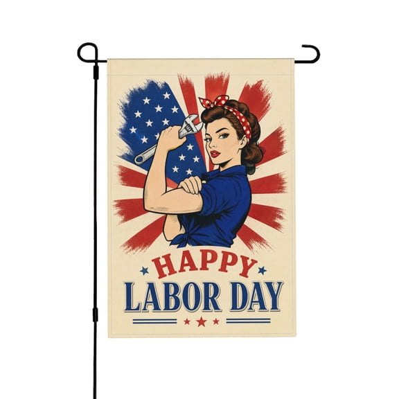 Garden Flag Labor Day Patriotic Rosie Design 12X18 Outdoor Decor
