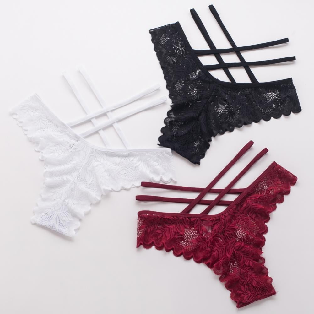 Women's Tassels Bowknot Ribbons Sexy Lace Thongs Panties Adjustable  G-String Underwear