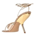 thumbnail image 3 of FSJ Women Graceful Rhinestones Square Open Toe Sexy Lace Up Heels Strappy Sandals Slanted Stilettos High Heel Prom Shoes Size 9 Light Gold, 3 of 4