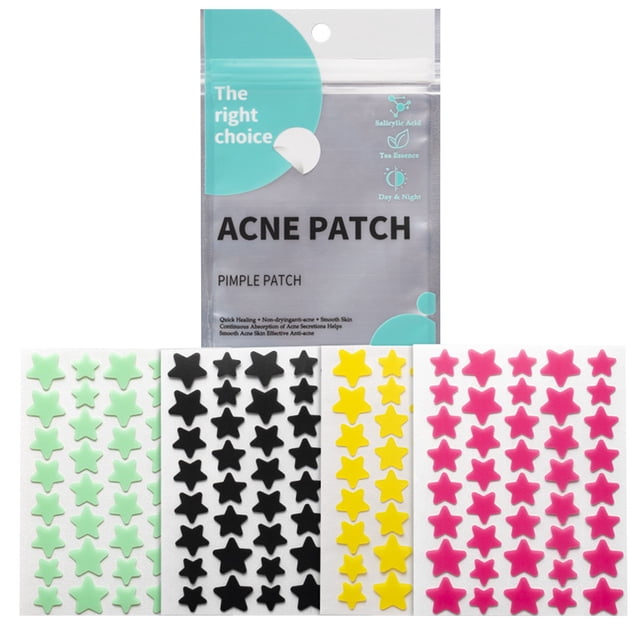Parches para el acné: adhesivos hidrocoloides para el tratamiento de manchas de acné, en forma de estrella, 120 parches