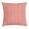 thumbnail image 1 of Plaid Throw Pillow Cushion Cover, Colored and Checkered Country Picnic Pattern Repeating Squares Stripes Modern, Decorative Square Accent Pillow Case, 16 X 16 Inches, Vermilion White, by Ambesonne, 1 of 2