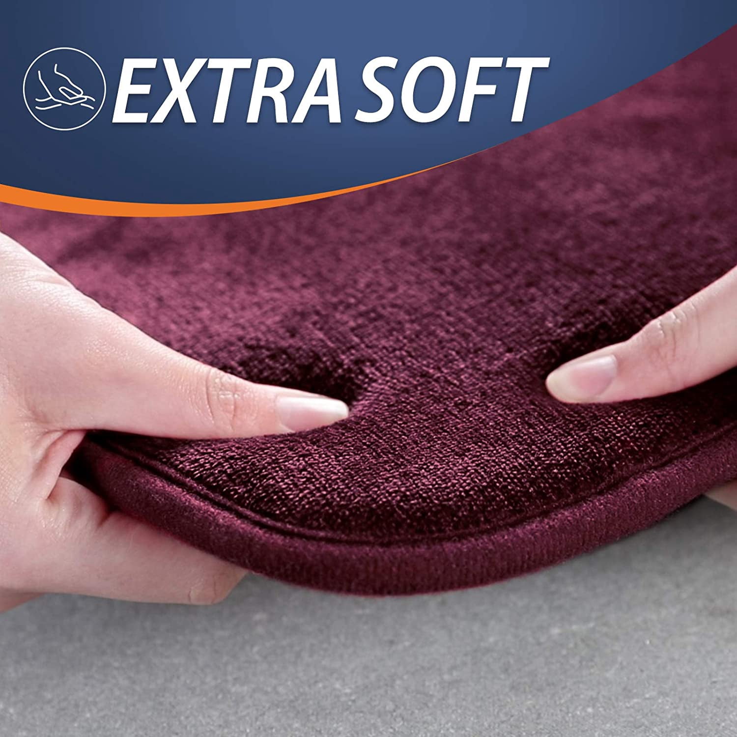 Extra Thick Memory Foam Bath Rug (17x24 Burgundy) Non Slip Absorbent Super Cozy Velvet Bathroom Mat, Luxury Soft Plush Small Carpet for Bath Room Shower Floor Tub, Machine Wash Dry