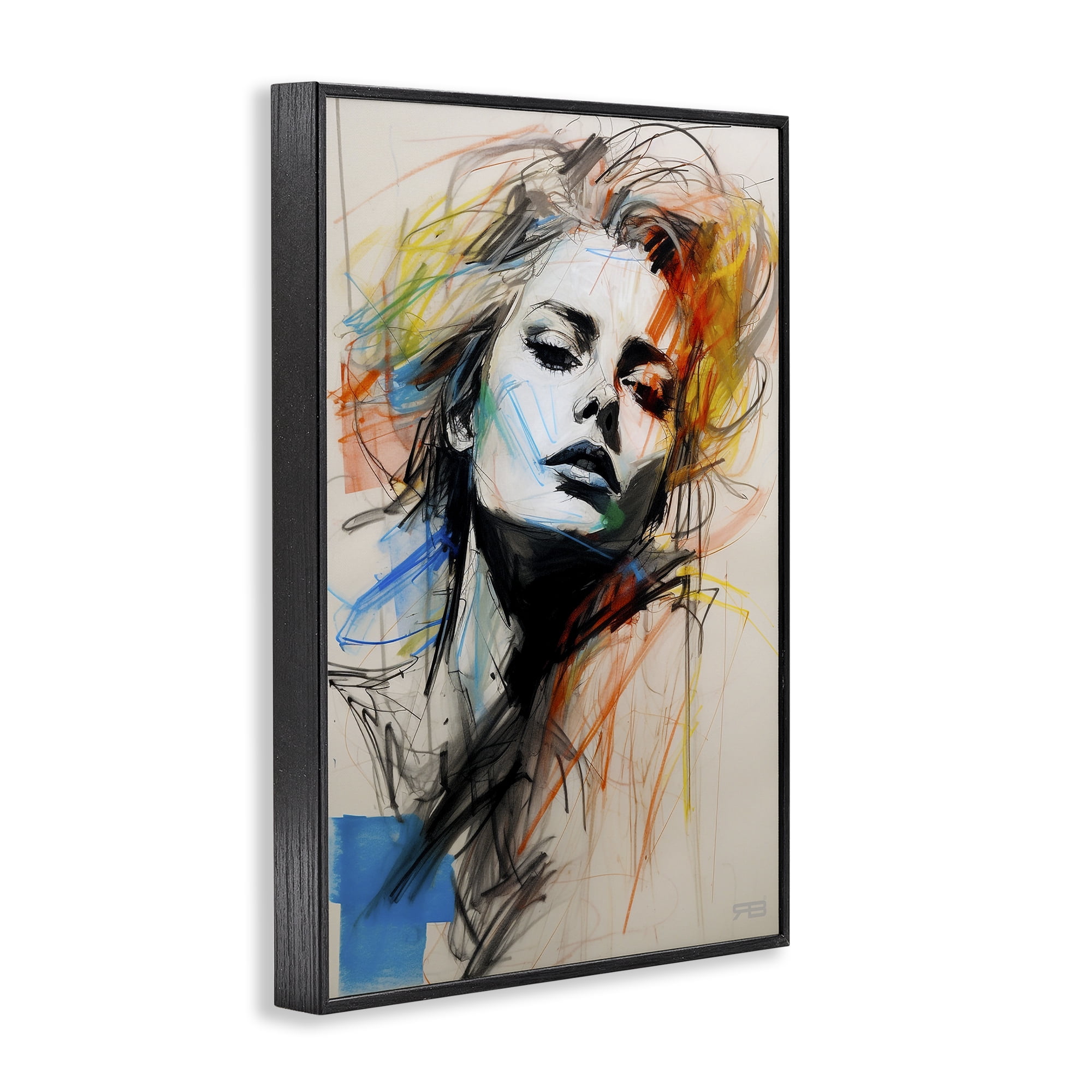 Stupell Industries Chaotic Sketch Portrait Novelty Painting Black Framed Art Print Wall Art, 20 x 30