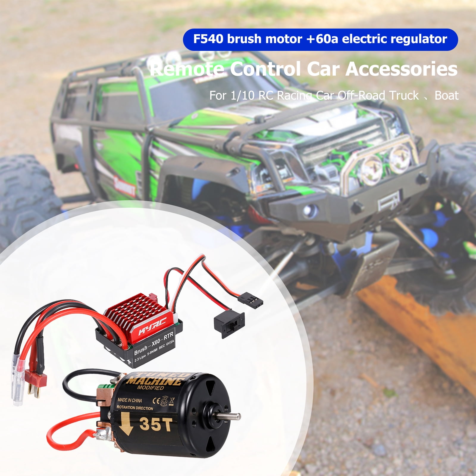 MOTORE A motore F550 spazzolato, motore RC Crawler 12T con 320A ESC RC Car Bru EUR 18,85