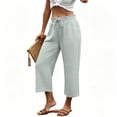 thumbnail image 5 of Lumtrix Womens Cotton Linen Wide Leg Pants Casual Zipper Front Summer Cropped Trousers Dressy Pants with Pockets Light Gray L, 5 of 7