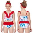 thumbnail image 5 of Bullpiano Kids Sunsuit Tank Top And Bottoms Ruffled Tankini Suit Floral Print Swimwear Bathing Suits Toddler Girls Swimsuits 2-12T, 5 of 5