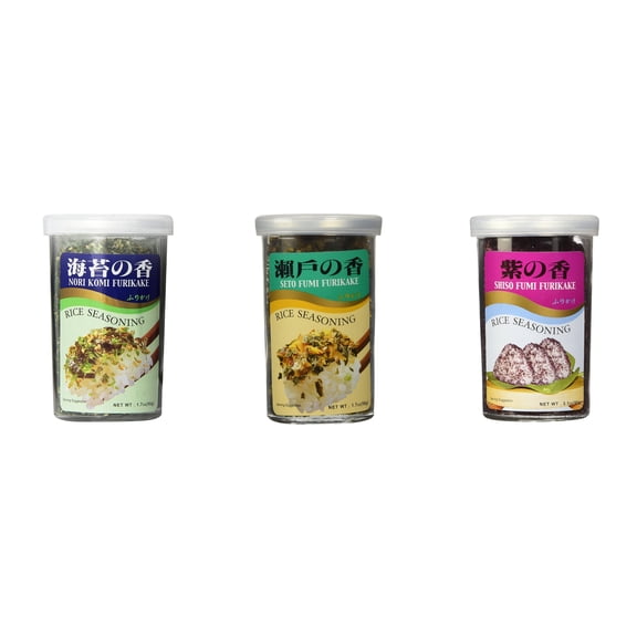 Ajishima JFC Rice Seasoning Fumi Furikake 3 Flavor Mixed Bundle (Nori Komi,Seto,Shiso) Plus NineChef Brand Long Handle Coffee Spoon