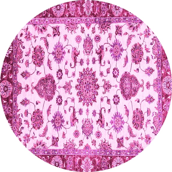 Ahgly Company Indoor Round Abstract Pink Modern Area Rugs, 5' Round
