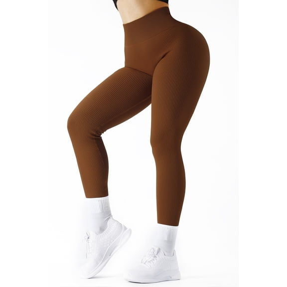 RXRXCOCO Ribbed Seamless Leggings High Waisted Workout Gym Yoga Pants Female