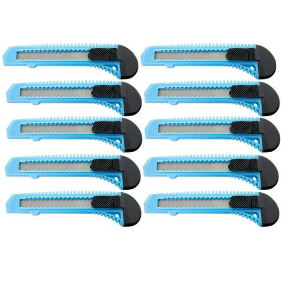 MotoProducts 10 Sky Blue Retractable Utility Knife Wholesale 6 inch Manual Lock Bulk Box Cutter Snap Off Blade