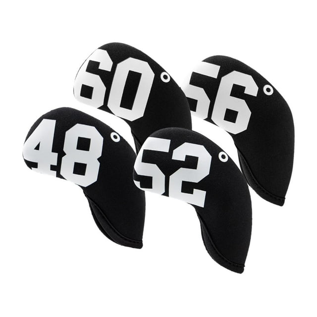4 piezas de palos para golf Cubiertas para la cabeza de hierro Material de neopreno suave 48 degree, 52 degree, 56 degree, 60 degree, Cuñas Funda a Funda