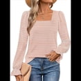thumbnail image 2 of Blusas Tipo Túnica de Larga Abullonada con Cuello Cuadrado para Mujer, Estilo Casual y Moderno para Otoño Rosa M, 2 of 8