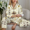 thumbnail image 6 of Kdxio Sweet Bee Women's Pajama Sets Long Sleeve Button Down Sleepwear Nightwear Soft Pjs Lounge Sets-Small, 6 of 7