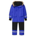 thumbnail image 3 of GEZHEN Snowsuit Children's Boys Ski Suit Thermal Ski Overall Winter Warm Snow Overall Windproof Winter Suit With Removable Hood Mud Suit Outdoor Softshell Suit Toddler to Big Kid Blue 3-4 Years, 3 of 6
