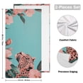 thumbnail image 2 of Pinkish Flowers and Leopard Leaves Hand Towel Absorbent Bath Towels for Bathroom Sports Gym 28" x 14" Set of 2, 2 of 8