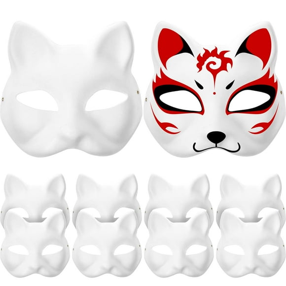20 Pieces Cat s for Kids - Therian White Paper Blank DIY Unpainted Animal s - Perfect for C Masquerade Party Accessory