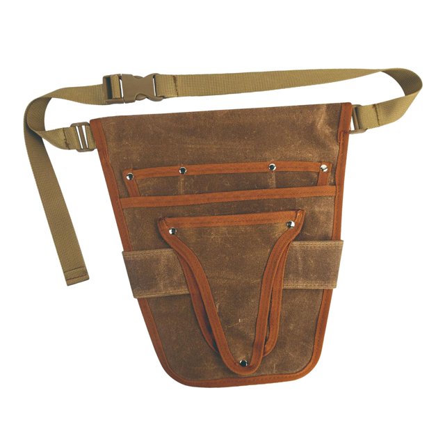Cinturón de herramientas de jardinería, con bolsillos, bolsa de cintura ajustable para herramientas de jardinería para mujeres y hombres. Marrón