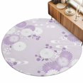 thumbnail image 2 of Round Area Rugs 3.3Ft, Purple White Floral Non-Slip Washable Circle Rugs Carpet, Spring Botanical Leaves Farmhouse Indoor Outdoor Rug Floor Mats Throw Runner for Bedroom Living Room Bathroom, 2 of 8