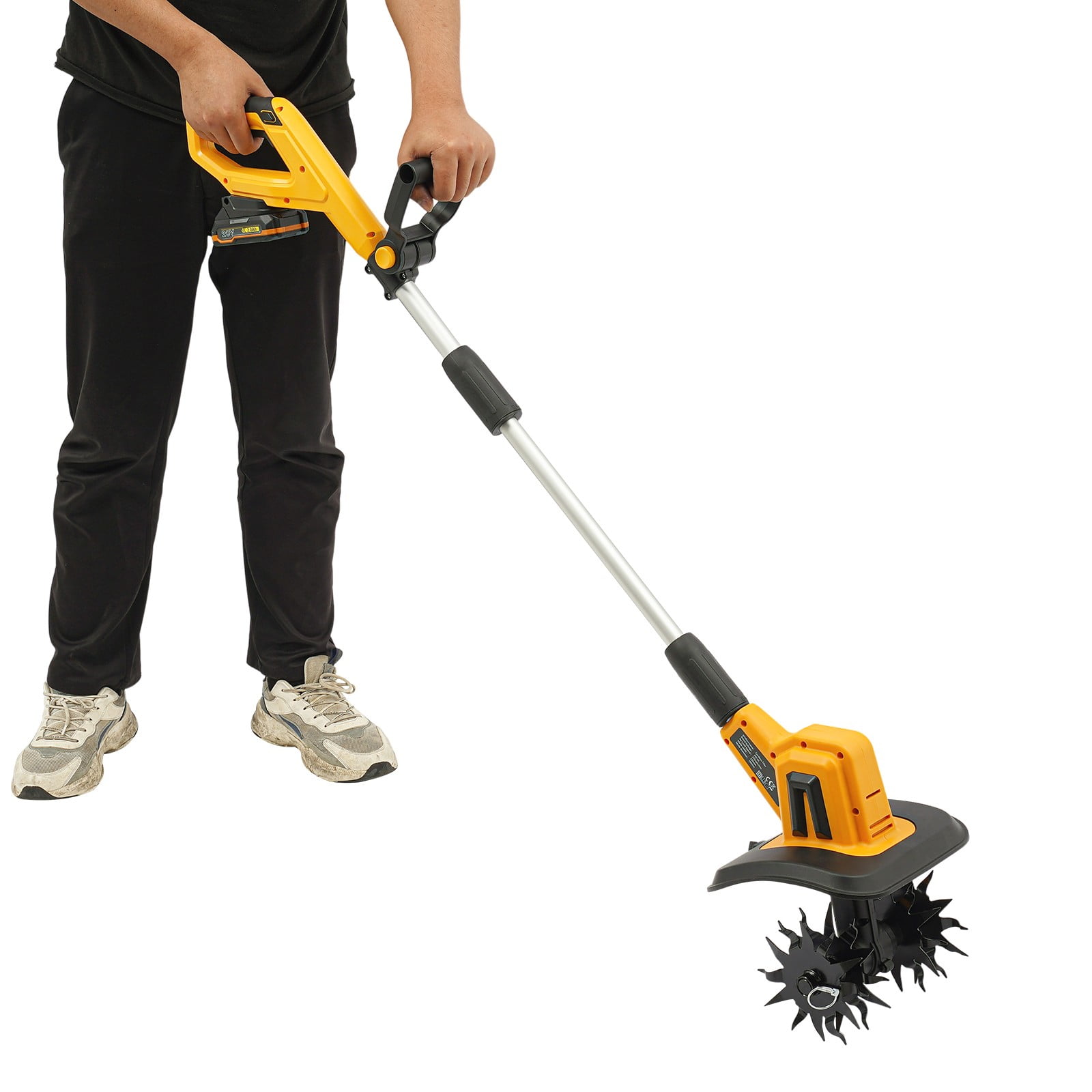 Cordless Electric Tiller, 20V Lithium Battery Handheld Micro Tiller with 4 Sharp Blades, 300W High Efficiency Copper Motor for Soil Cultivation, Weeding, Loosen Dirt in Small Garden, Raised Bed