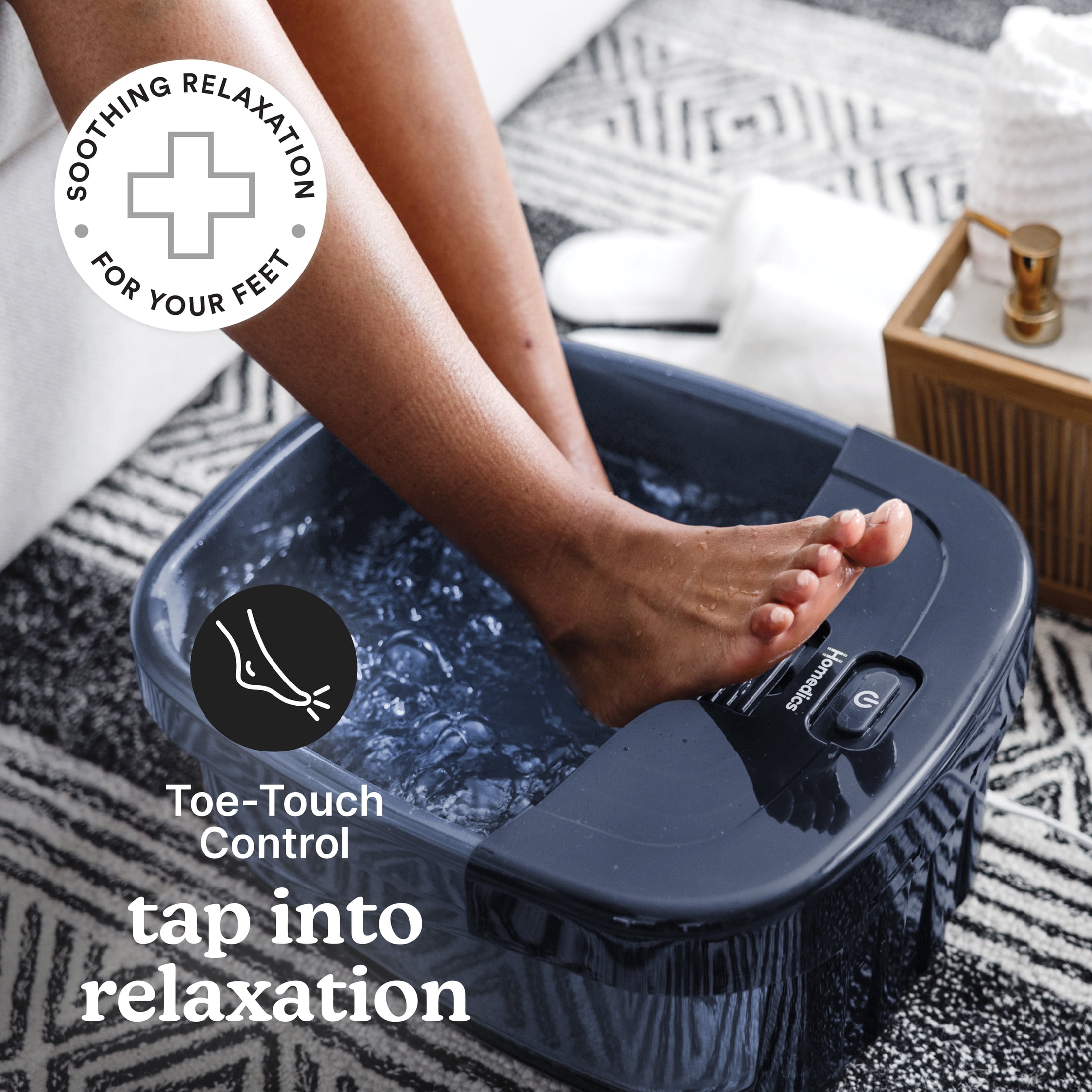 (2 pack) Homedics Bubble Bliss Deluxe Foot-Spa with Heat, Massaging Bubbles, Acupressure Attachments, Bubbling Foot Spa Bath, Black