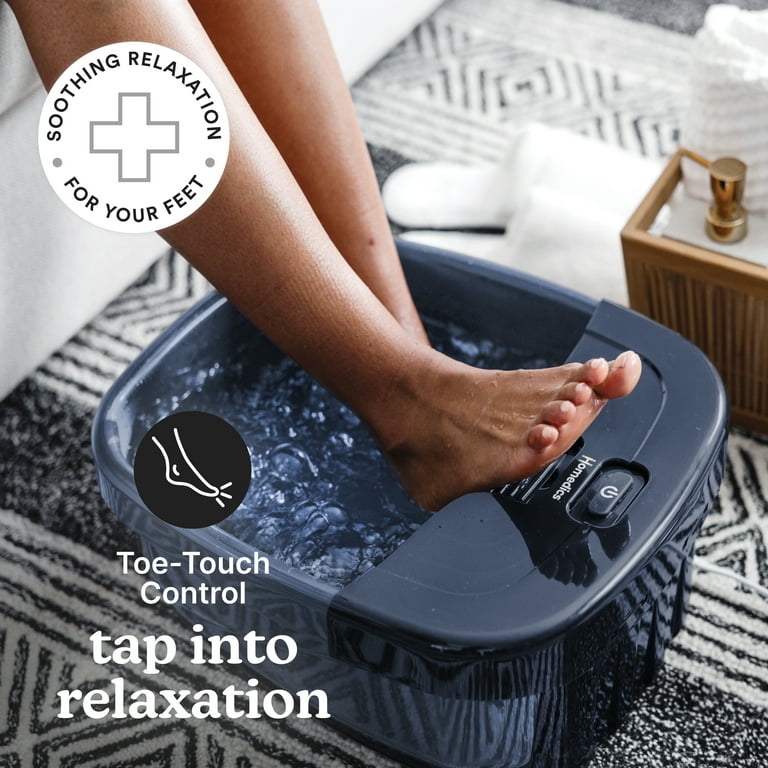 Homedics Bubble Bliss Deluxe Foot-Spa with Heat, Massaging Bubbles, Acupressure Attachments, Bubbling Foot Spa Bath, Black