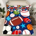 thumbnail image 2 of Manfei Football Soccer Baseball 3pcs Twin Sheet Sets,Sport Theme Twin Fitted Sheet,Ball Gamer Breathable Flat Sheet,Stars Room Decorative, 2 of 7