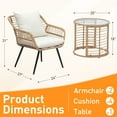 thumbnail image 6 of Autlaycil 7.5 ft Multicolour Patio Umbrella and Umbrella Base and 3 Piece Outdoor Wicker Furniture Patio Bistro Set, Umbrella Button Tilt, Yellow and Blue, 6 of 6