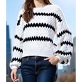 thumbnail image 4 of Womens Cute Sweaters Trendy Color Block Pullover Sweater Cable Knit Jumper Tops White S, 4 of 8