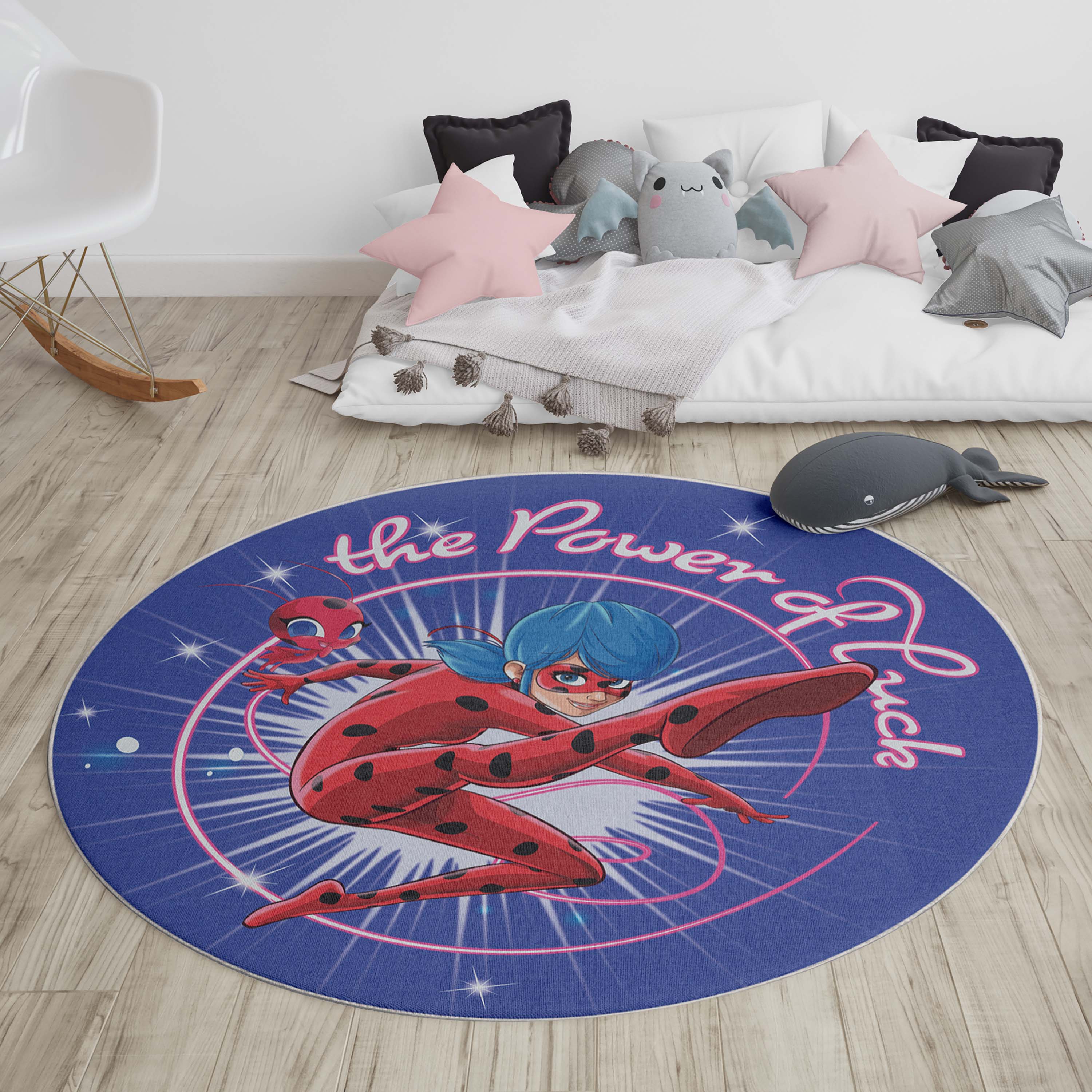 Well Woven Miraculous Ladybug The Power of Luck Blue 6'7" Round Rug