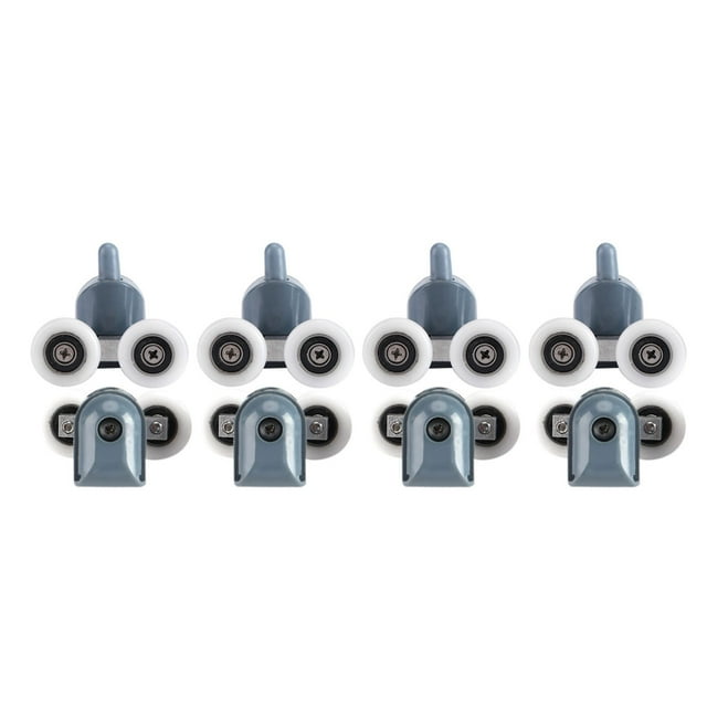 8 x Rodillos de puerta de ducha con parte inferior y superior gemelas, poleas, ruedas, corredores, baño, rueda doble