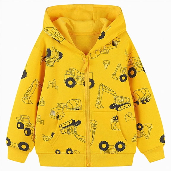 WUANDIXFA Toddler Baby Boy Jacket 2T 3T 4T 5T 6T 7T 8T Lightweight Zip Up Hoodie Coat Spring Fall Clothes,Yellow,2-3 Years