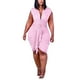 thumbnail image 1 of Gibobby Vestido corto casual para mujer Vestido cruzado asimétrico con cuello en V a la moda para mujer de talla grande(Rosa,XL), 1 of 5