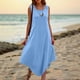 thumbnail image 1 of mfyjkho Vestidos de fiesta para mujer, Vestido irregular de color liso para mujer, suelto, sin mangas, con cuello redondo y botones laterales Vestidos largos para mujer xxl, 1 of 7