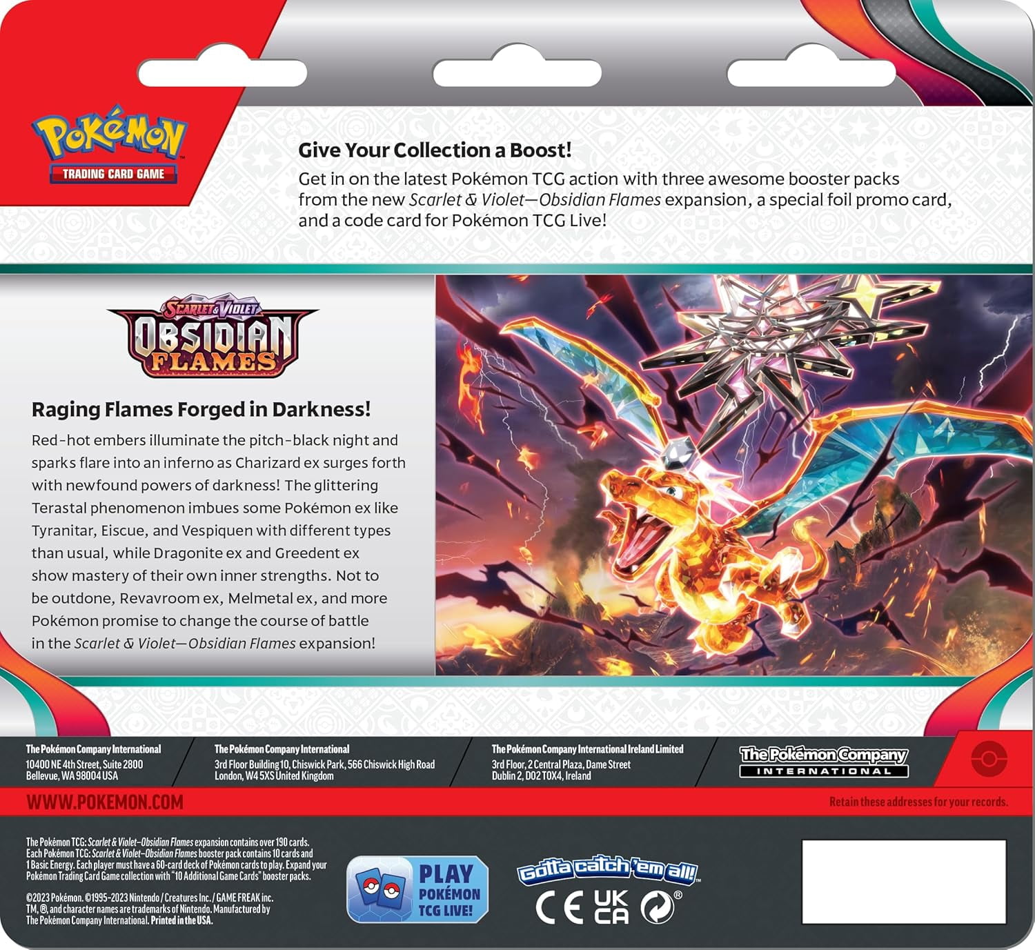 Pokemon Cards - Scarlet & Violet Obsidian Flames - HOUNDSTONE BLISTER PACK (3 Boosters & 1 Foil)