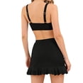 thumbnail image 4 of RYRJJ Womens Bikini Skirt Sets High Waisted Two Piece Swimsuits Summer Beach Tummy Control Mesh Swim Bathing Suits(Black,L), 4 of 6