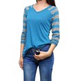 thumbnail image 1 of INSPIRE CHIC Women's Striped Raglan Long Sleeve V Neck T-shirt, 1 of 7