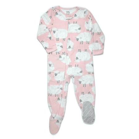 Carter's Toddler Girl's Sheep Print Pink Fleece Footed Pajama Sleeper