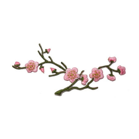 ID 6262 Cherry Blossom Branch Patch Flower Tree Embroidered Iron On (Best Way To Trim Tree Branches)