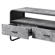 ACME Raziela Storage TV Stand in Concrete Gray and Black Metal Frame