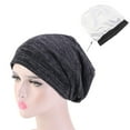 thumbnail image 2 of Audhol Hats for Women Women Soft Slouchy Beanie Cap Lightweight Hipster Hat Summer Breathable Faux Sleeping Cap Thin Chemo Cap Hat Black One Size, 2 of 4
