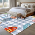 thumbnail image 4 of Spring Easter Area Rugs 8'x10', Washable Small Throw Rugs for Living Room Patio, Blue Plaid Bunny Colorful Eggs Floral Indoor Outdoor Rug Non-Slip Low Pile Carpet Runner Reversible Floor Mats, 4 of 8