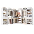 thumbnail image 3 of Homieasy Closet system with 2 wooden drawers, 6 hanging rods and corner tower, corner closet system with hanging, L-shaped walk-in wardrobe organizer, 2000+ lbs capacity, set of 3, White, 3 of 7