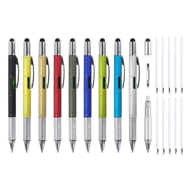 Uxcell 36 Pcs 6 in 1 Multitool Tech Tool Pen Gifts for Men with Ballpoint Pen Ruler Screwdriver Stylus for Christmas