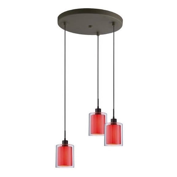 Woodbridge Lighting Alaina 3-Light Mini Pendant in Bronze Off White Pleated